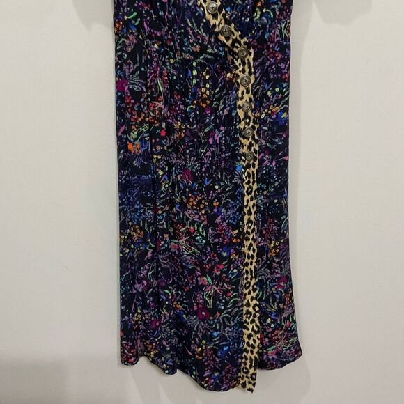 Anthropologie Maeve Floral Leopard Dress Faux Wrap Morgan Midi Size 0 - Picture 5 of 9